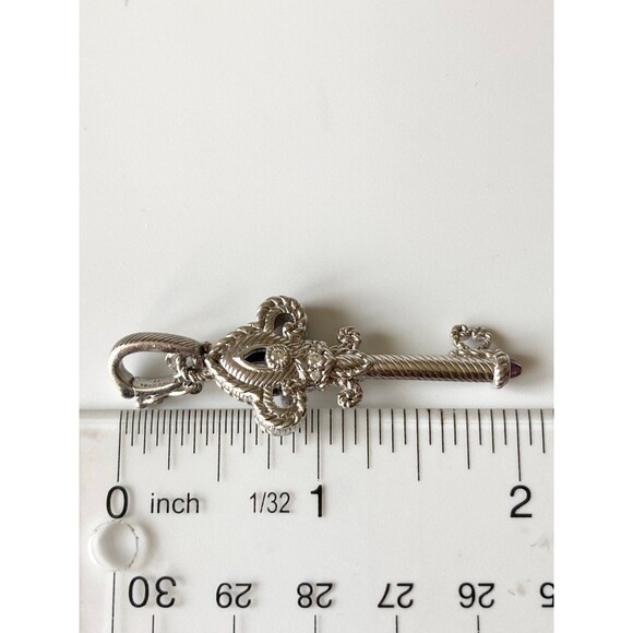 Large Judith Ripka 925 sterling silver amethyst key pendant - Picture 6 of 7